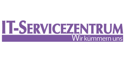 Logo des IT-Servicezentrums mit Slogan "Wir kümmern uns"